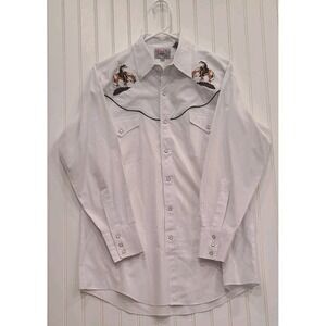 Vintage Ely Diamond Men's M Western Pearl SnapShirt  Embroidered Native American